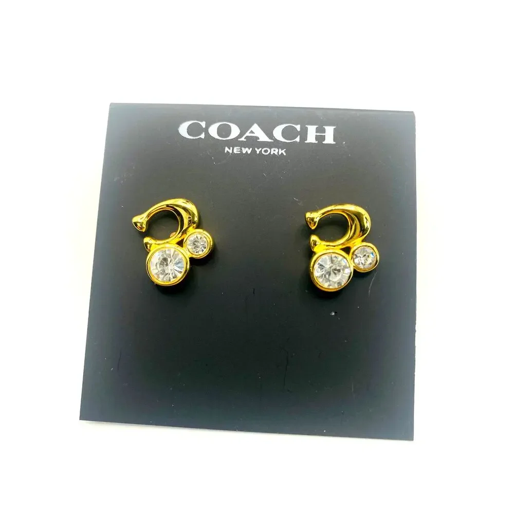 Coach Signature Crystal Cluster Stud Earrings - Picture 5 of 5
